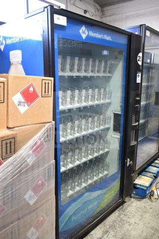 Crane 5800-4 commercial vending machine for bottled drinks, features bill acceptor, 115V, 1 phase, in good condition.