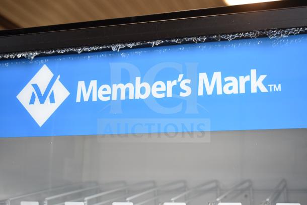 Crane 5800-4 Vending Machine, commercial model with bill acceptor, visible glass damage, 115V, 1 phase, Member's Mark label.