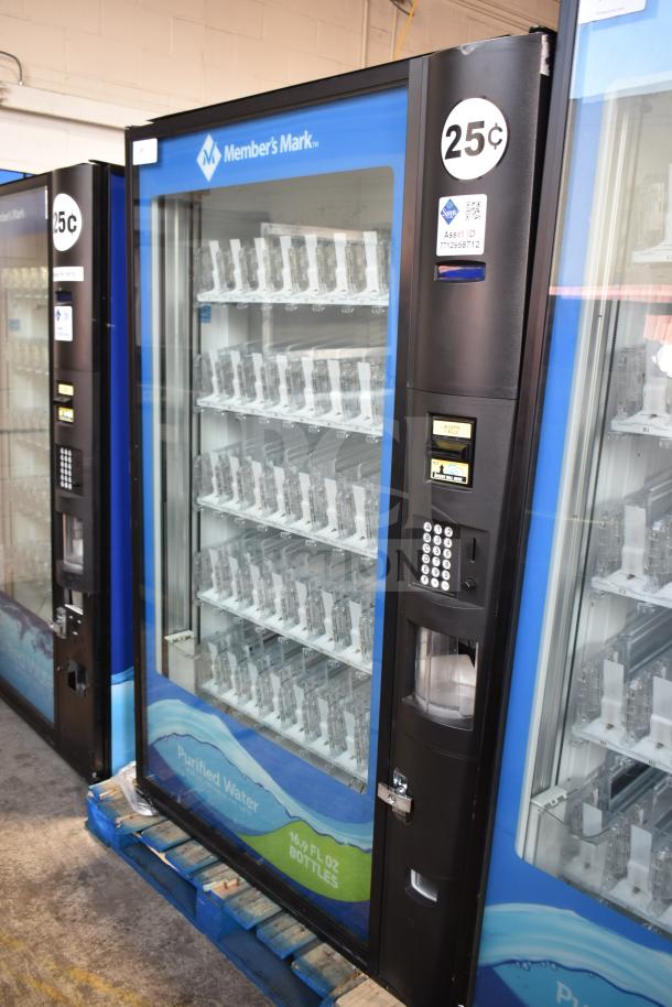 Crane 5800-4 Commercial Bottled Drink Vending Machine, 115V, with bill acceptor, visible keypad, "25¢" price label.