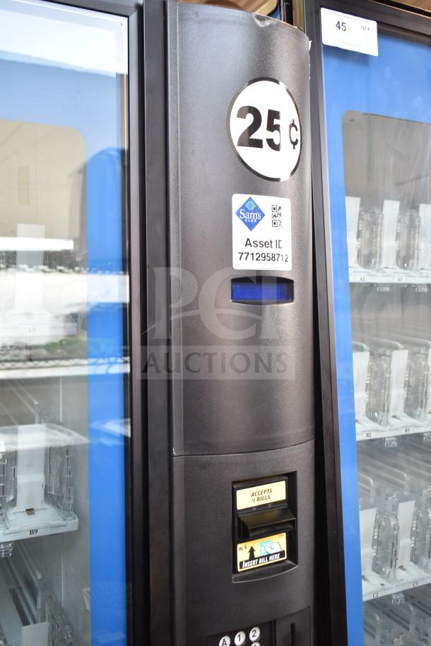 Crane 5800-4 vending machine with bill acceptor, 25¢ pricing, 115V, single-phase, Sam's Club Asset ID 7712958712.