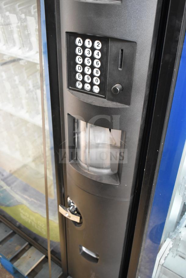 Crane 5800-4 commercial vending machine, features keypad, bill acceptor, black finish, 115 volts, 1 phase.