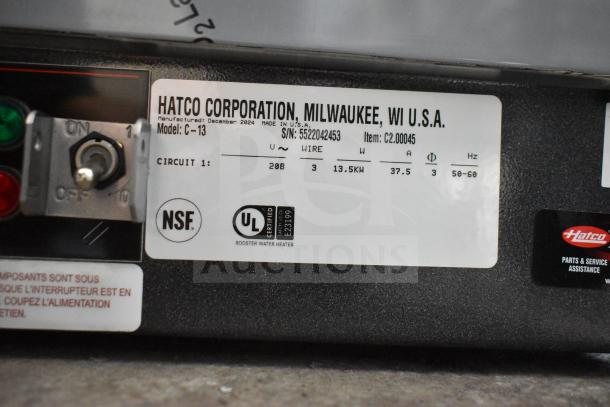 Hatco C-13 Booster Water Heater, NSF and UL certified, 208V, 3 Phase. Scratch and dent, model details on visible label.