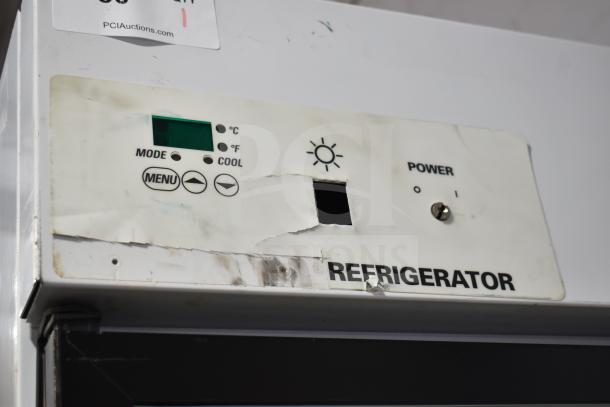 So-Low DHF4-49GD Commercial Freezer control panel, showing temperature settings and switch. Some wear visible.