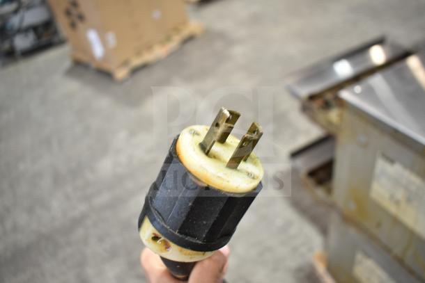 Plug of Middleby Marshall CTX DZ33T conveyor pizza oven, showing 208V, 3/1 phase. Slight wear visible.