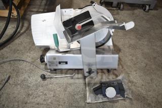 2019 Bizerba GSP H Commercial Meat Slicer with Blade Sharpener, 120V, 1 Phase, in good condition, showing labels and power cord.