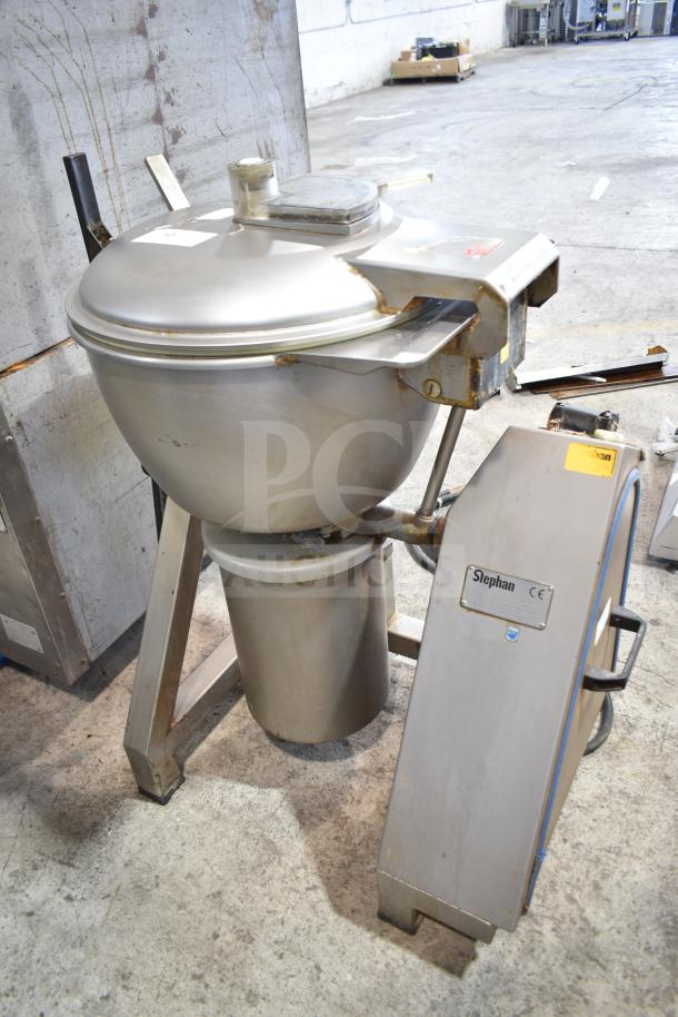 Stephan VCM44A/1 commercial vertical cutter mixer, 208V, 3-phase, stainless steel, visible Stephan branding, good condition.