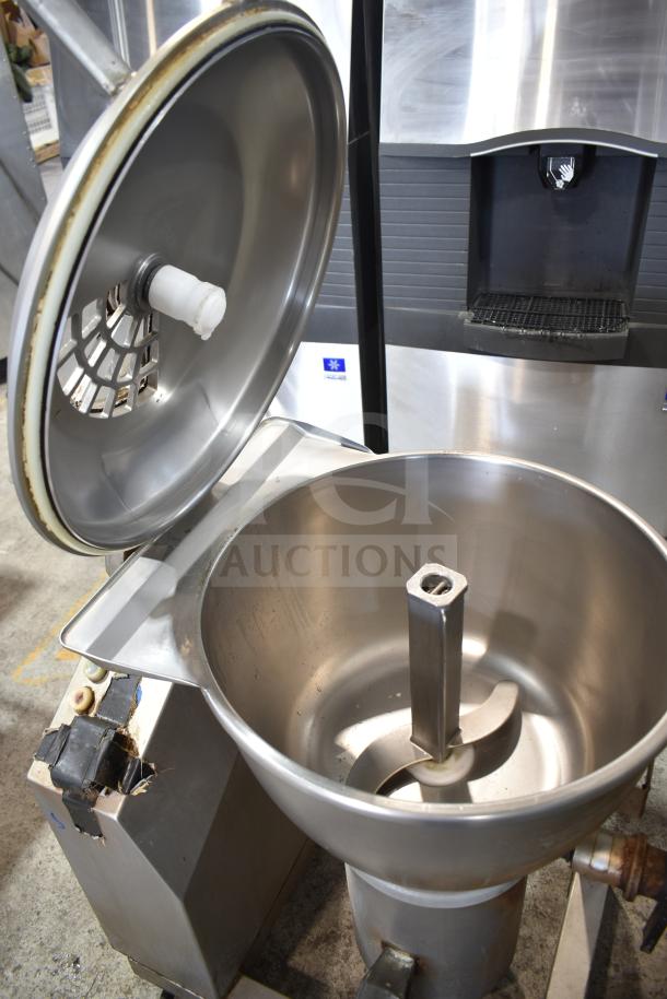 Stephan VCM44A/1 commercial vertical cutter mixer, 208V, 3-phase, stainless steel, open lid, visible blade and interior.