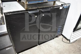 Beverage Air BB48Y-1-B commercial black 2-door undercounter back bar cooler, 115 volts, scuffed condition.
