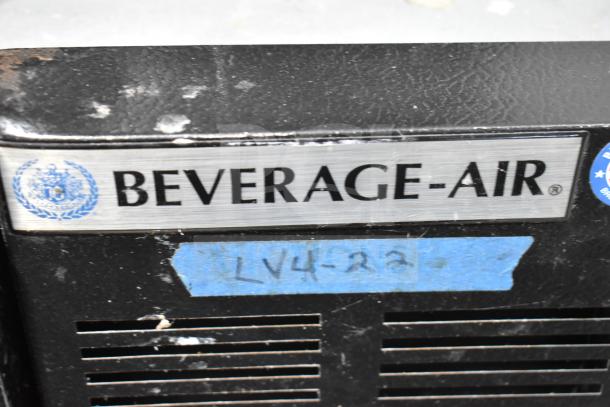 Beverage Air BB48Y-1-B commercial cooler, two-door undercounter model. Visible brand logo and model labeling.