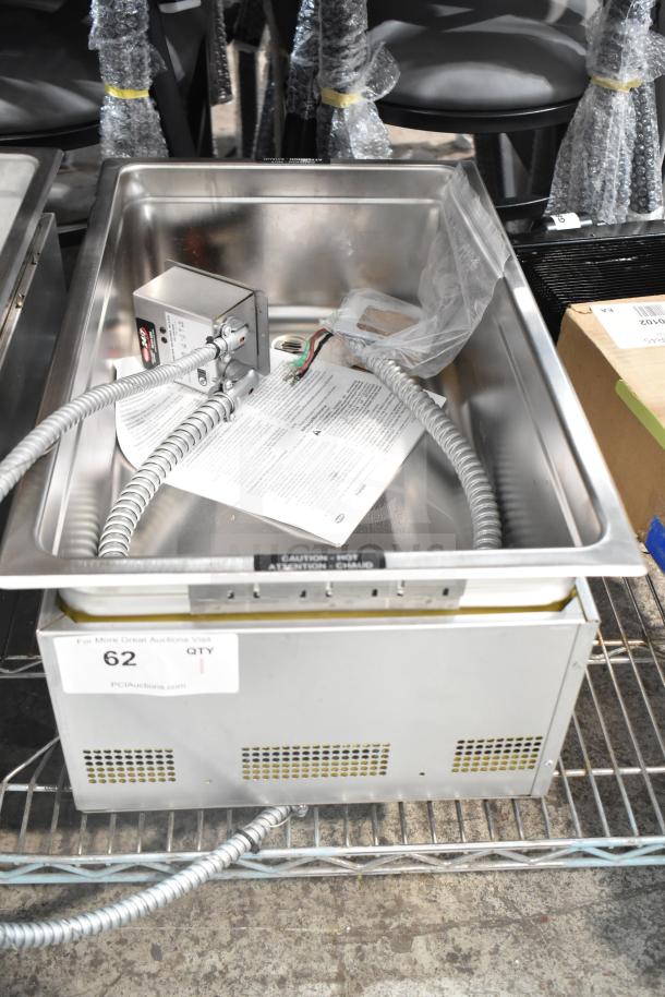 Brand new Hatco HWBI-FULD hot food well, insulated, single drop-in with drain, 208V, 1 phase, slight scratch and dent.