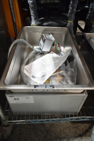 Brand new Hatco HWBI-FULD drop-in hot food well with drain, 208V, 1 phase, includes wiring and installation guides.