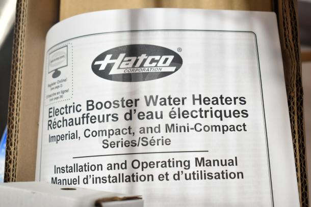 Hatco Booster Water Heater accessories manual, brand new with minor scratches and dents, includes installation guide.