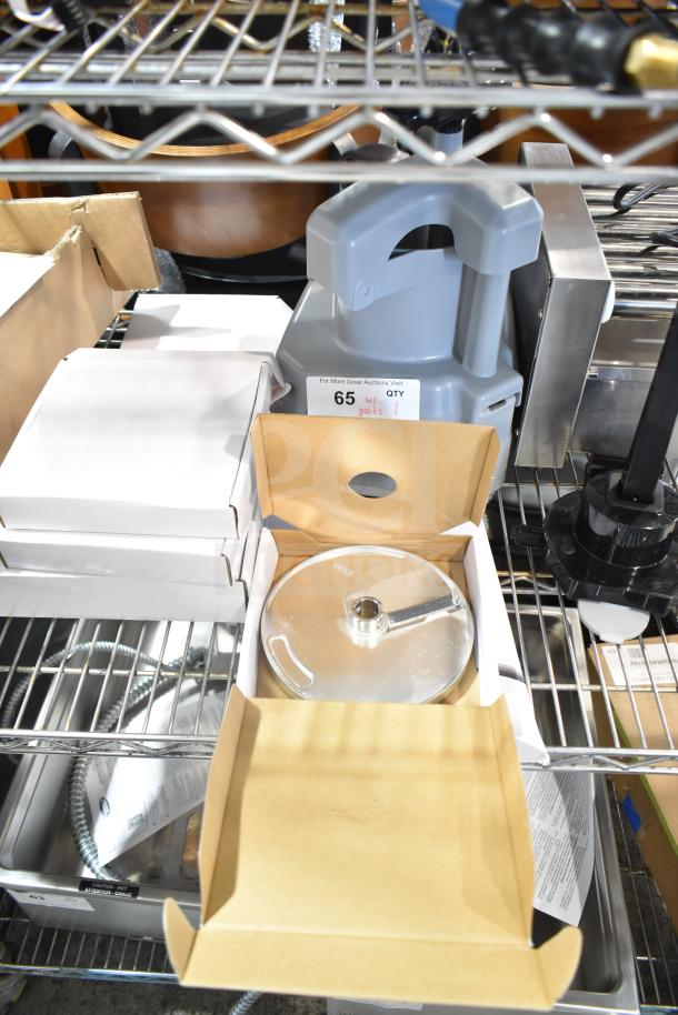 "New AvaMix 928MAXCFEED continuous feed attachment with 4 discs and dicing kit for Revolution Max Series, includes blades, in open boxes."