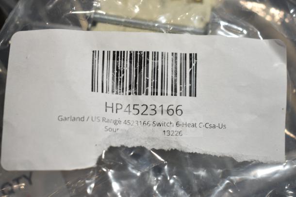 New Garland US Range 4523166 switch, heat control; barcode HP4523166; sealed in clear packaging.