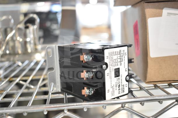 New contactor with label showing model 51350, 240V coil, and electrical specifications. Scratch and dent condition.