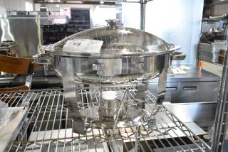 BRAND NEW Vollrath 46501 4 Qt. Orion Oval Chafer, stainless steel, lift-off lid, slight scratches, lot tag 69 visible.