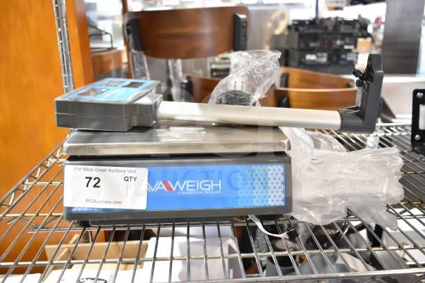 New AvaWeigh 334PCS40T 40 lb. digital price computing scale with tower; minor cosmetic scuffs; model label visible.