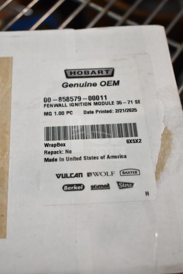 Hobart Genuine OEM box, Fenwall Ignition Module 35-71 SE, Model 00-858579-00011, Made in USA, printed 2/21/2025.
