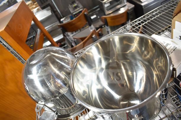 2 new Ecoline by Hobart BOWL-EMM10 10 Qt. stainless steel mixing bowls for EMM10-1STD, scratch and dent condition.