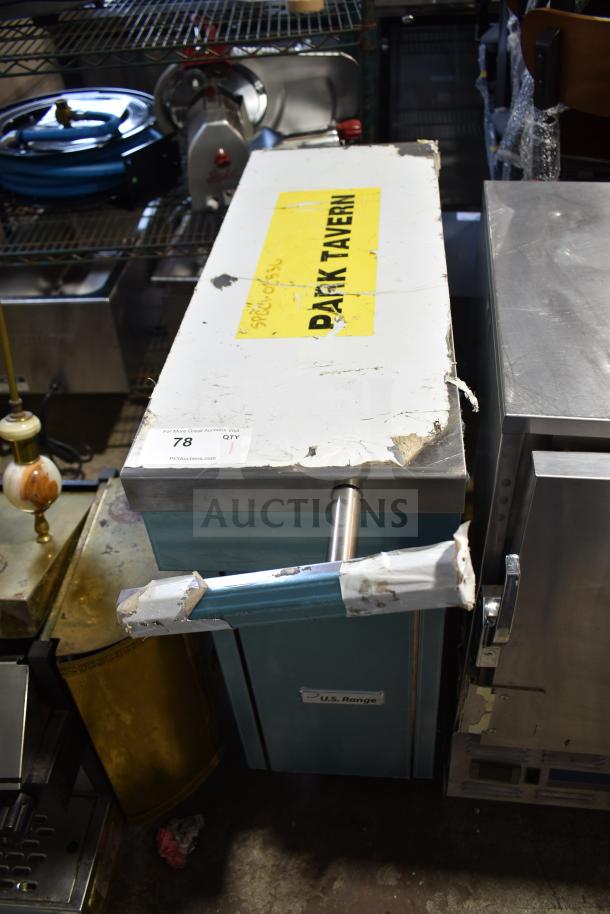 US Range commercial counter with metal handle, visible wear, and "Park Tavern" label. Suitable for restaurant use.