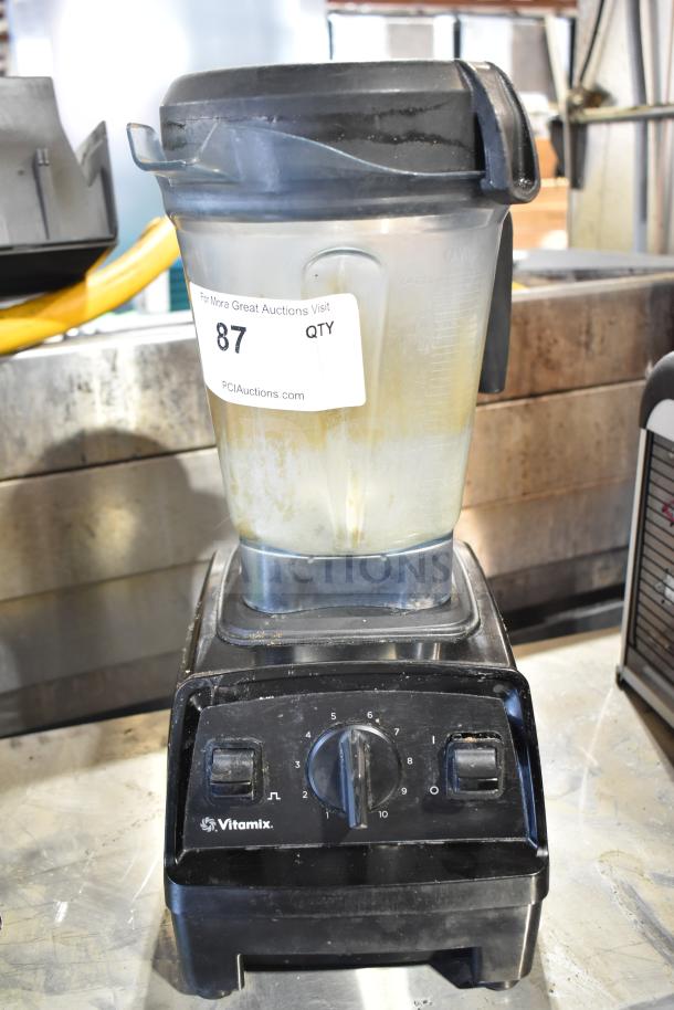 Vita-Mix VM0197 countertop blender, 120 volts, with black base, clear pitcher, and labeled dial. Used condition.