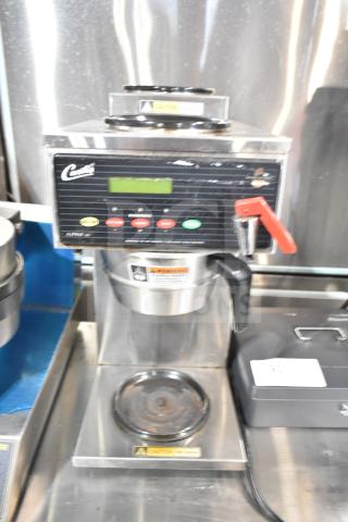Curtis ALP3GT12A000 commercial coffee machine with 3 burners, hot water dispenser, and digital display. 120V, 1 phase.