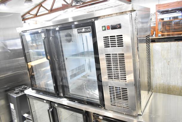 Spartan SGBB-58 Commercial 2 Door Back Bar Cooler Merchandiser, stainless steel, 115V, excellent condition.