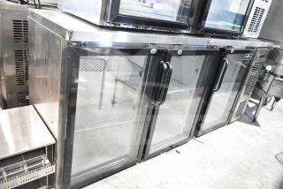 Spartan SGBB-79 3 Door Back Bar Cooler Merchandiser, glass doors, stainless steel, 115V, commercial use.