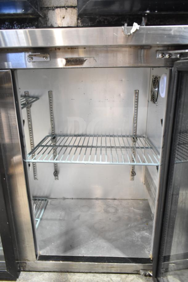 Spartan SGBB-79 Commercial 3 Door Back Bar Cooler Merchandiser, stainless steel, 115 volts, good condition.