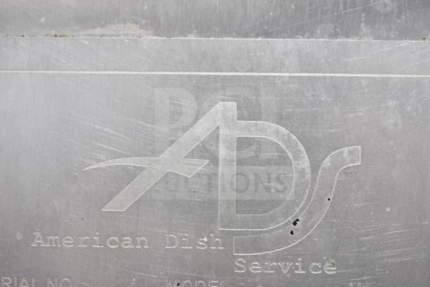 American Dish Service ADS AF-3DS commercial dishwasher logo. Model and serial info engraved below.