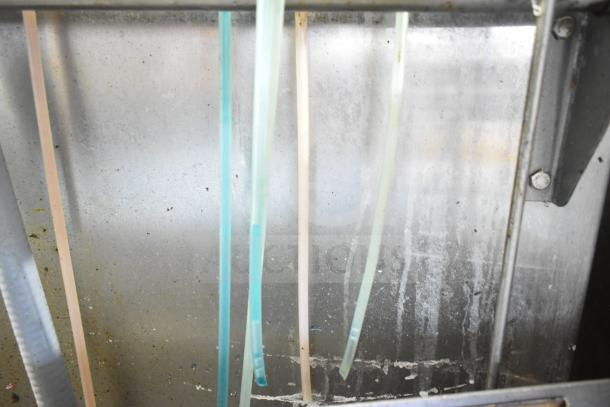 American Dish Service ADS AF-3DS commercial pass-through dishwasher, showing interior with hoses, used condition.