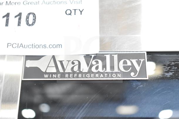 AvaValley 342WRC220SZ Wine Cooler label close-up; new condition with brand and model details visible.