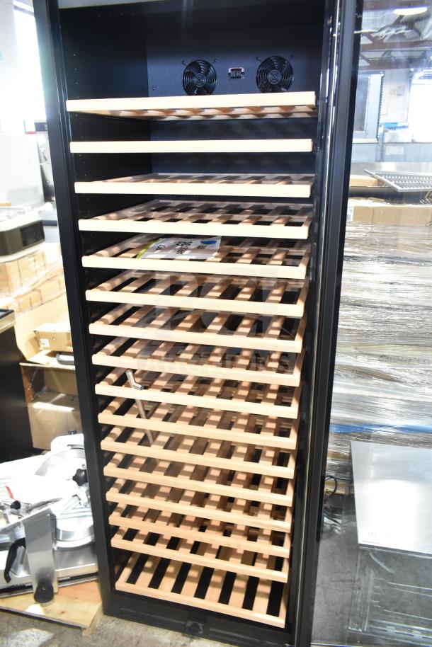AvaValley 342WRC220SZ wine cooler, single temperature, full glass door, wood shelves, brand new scratch/dent condition.