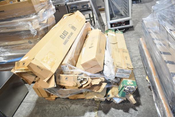 12 brand new scratch and dent items in boxes, including fluorescent tube lights; visible packaging wear.