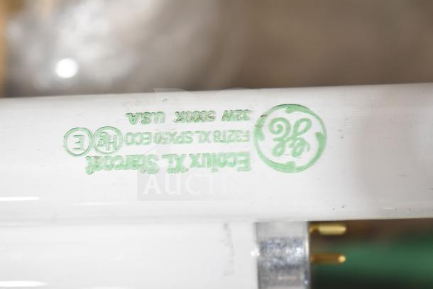 GE EcoLux XL fluorescent tube light, model F32T8 XL SPX50 ECO, 32W, 5000K, USA made, new scratch and dent condition.