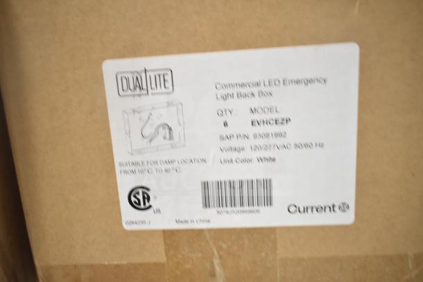 DualLite LED Emergency Light Back Box, model EVHCZP, 6 units, 120/277VAC, white, suitable for damp locations.