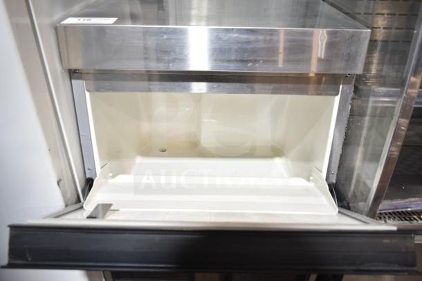 Hoshizaki F-330BAJ Commercial Ice Machine, self-contained undercounter design, 115V, 1 phase, used condition, empty ice bin visible.