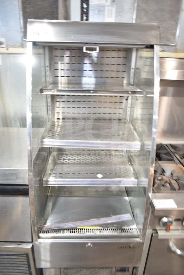 Marchia Commercial Grab N Go Merchandiser, open design, 115 volts, 1 phase, stainless steel shelves, excellent condition.