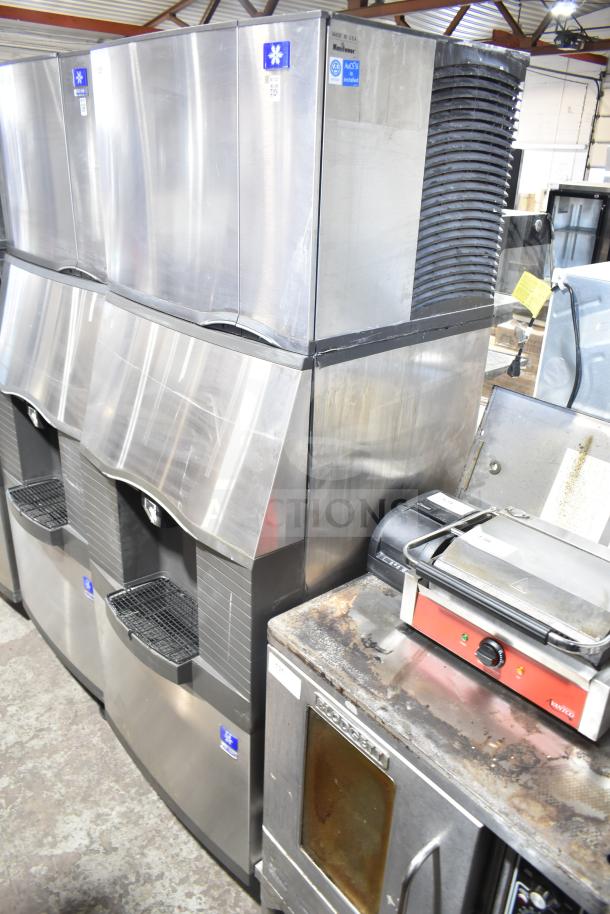Manitowoc SD0452A ice machine head on SPA310 hotel dispenser, stainless steel, 115V, 1 phase, used condition.