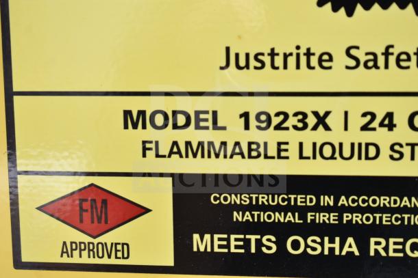 BRAND NEW Eagle 24-Gallon Flammable Liquid Safety Cabinet, Model 1923X, Scratch and Dent, FM Approved, OSHA Compliant, Yellow.