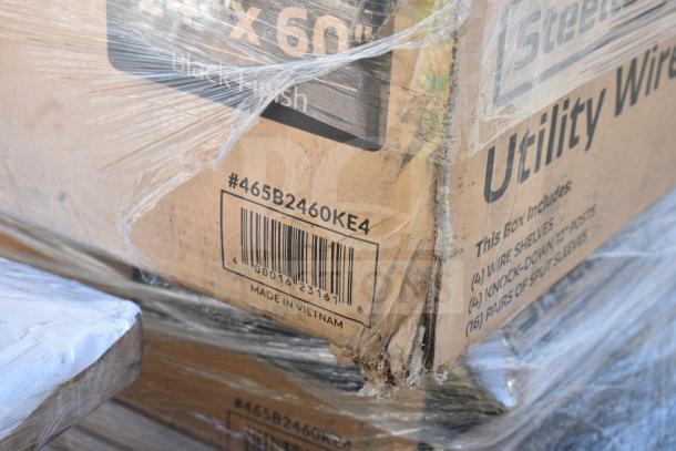 Steelton 24"x60" wire utility shelves, model 465B2460KE4. New, scratch and dent. Box details items included.
