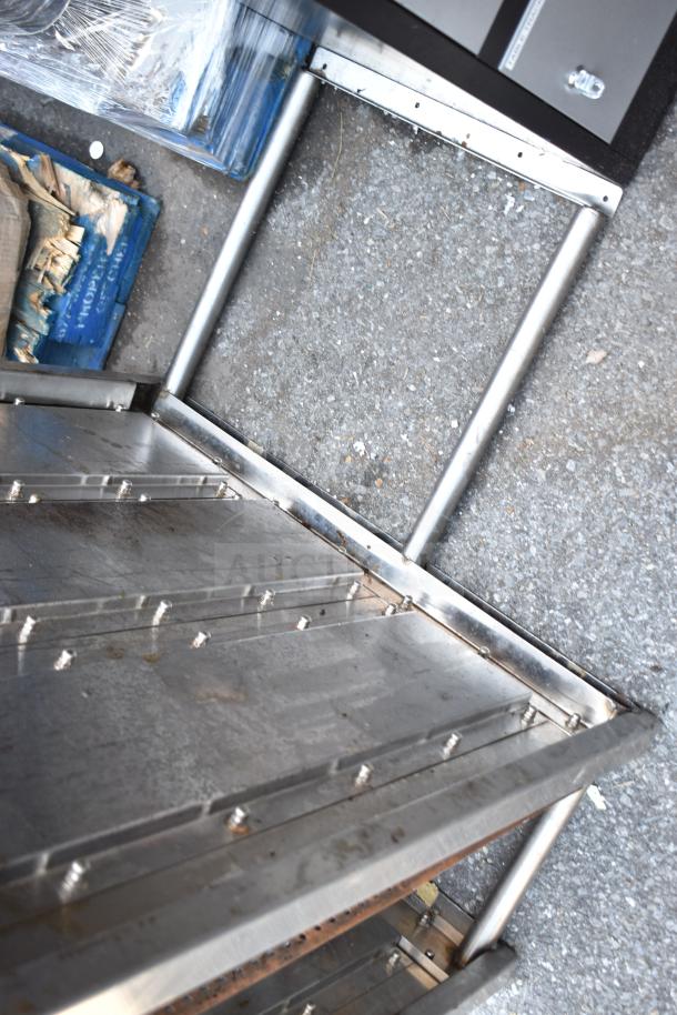 Stainless steel Over Shelf with Hatco Glo Ray Food Warming Strip in used condition, visible wear on surfaces.