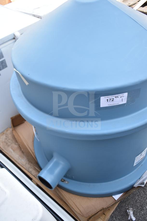 Brand new Thermaco Trapzilla TZ-400-ECA, 405 lb. capacity, 75 GPM grease interceptor, 4" inlet/outlet, with 18" extension collar.