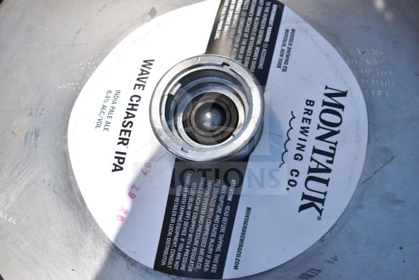 10 Montauk Brewing Co. Wave Chaser IPA half-size barrel kegs, 6.4% ABV, good condition, with warning labels.