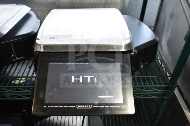 Hobart HTi commercial countertop food portioning scale, stainless steel, touchscreen display. Tested, working condition. Model HTi.
