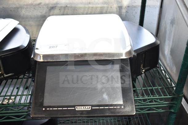Hobart HTi commercial countertop food portioning scale, tested and working, features a stainless steel top and digital display.