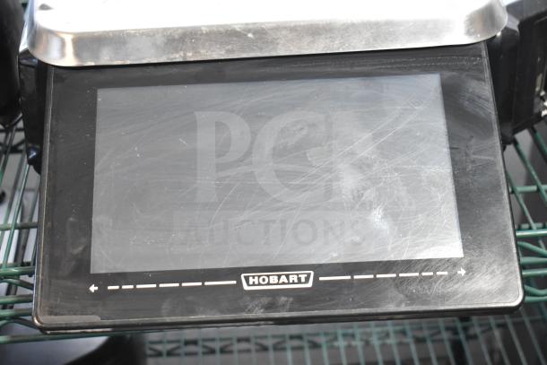 Hobart HTi Commercial Scale, touchscreen display, tested and working, 120/208-240V, 1 phase, black frame, visible Hobart logo.