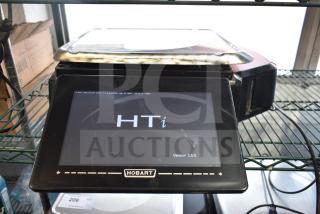 Hobart HTi commercial countertop food portioning scale, 120/208-240V, 1 phase, tested and working, Version 3.5.0 on display.