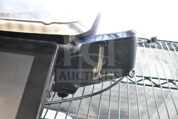 Hobart HTi Commercial Food Portioning Scale on metal shelf. Power cord visible. Tested and working condition.