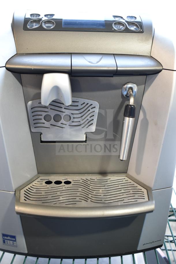 LavAzza 10080632 countertop espresso machine with steam wand, 115V, 1 phase; features brew buttons and drip tray.